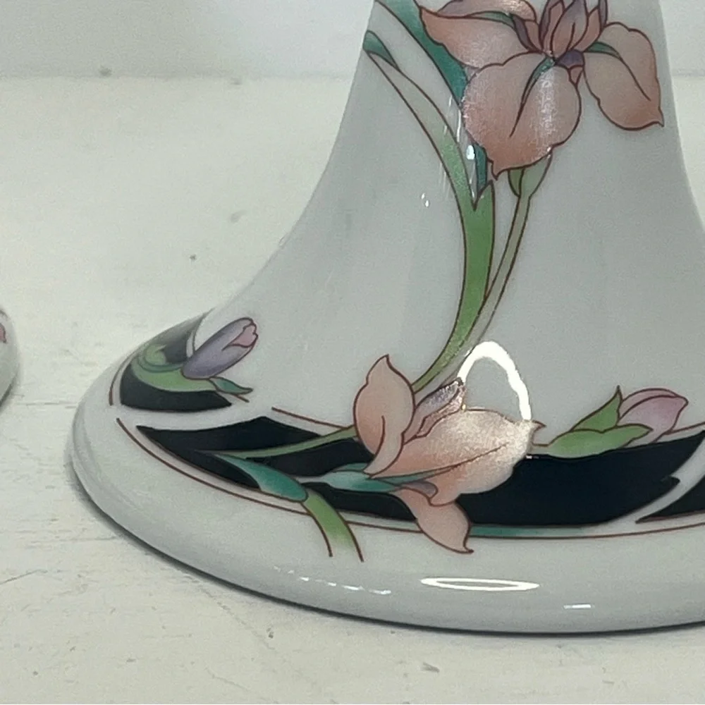 Pair of Vintage 1983 Wicks ’N’ Sticks Fiona Black Porcelain Candle Sticks